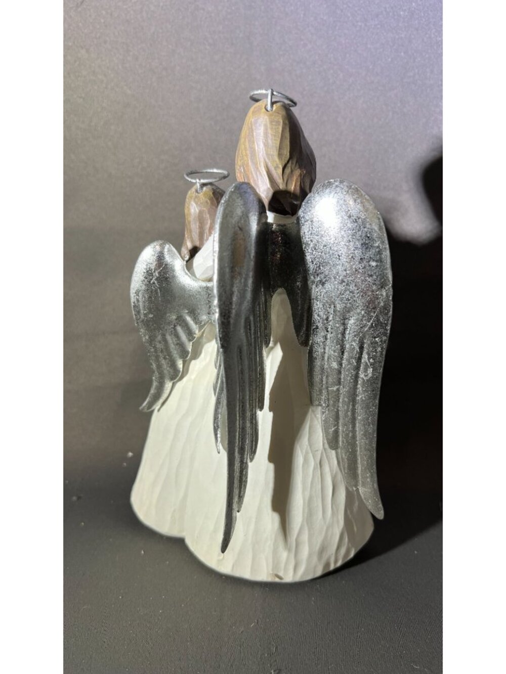 Sisters Angel Figurine With Silver Wings & Halos Holding Dove - Picture 2 of 4